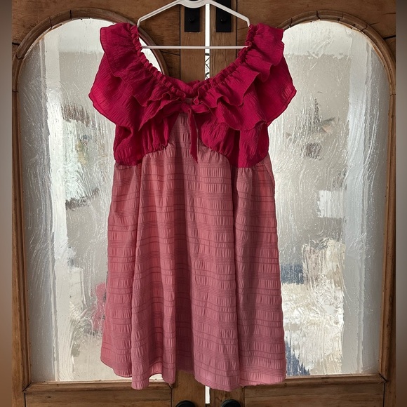 Pink Ruffled Off-Shoulder Dress - Picture 3 of 3